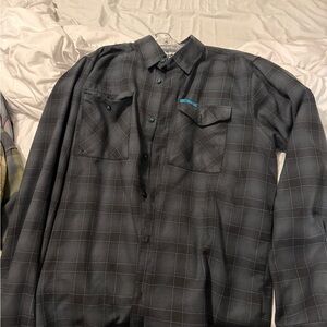 DIXXON Black and Gray Plaid Casual Button Down Shirt